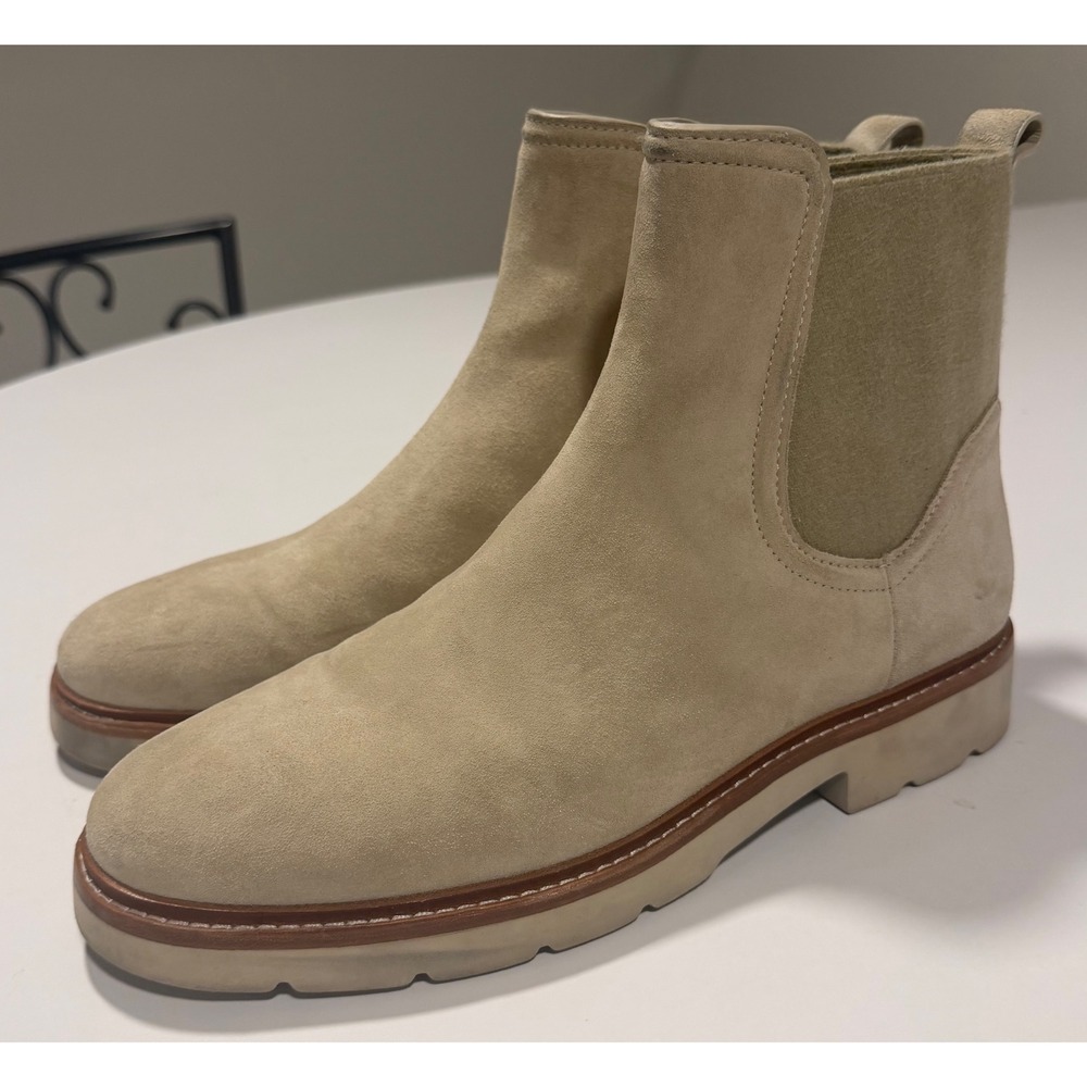 Vince RUE Water Repellent Suede Chelsea Boots Sand Beige US 9.5M EUR 40.5